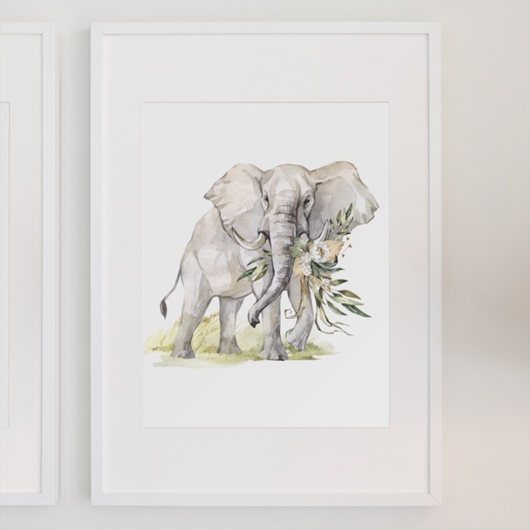 Watercolor Elephant Wall Art Poster Print Unframed - Picture 5 of 17